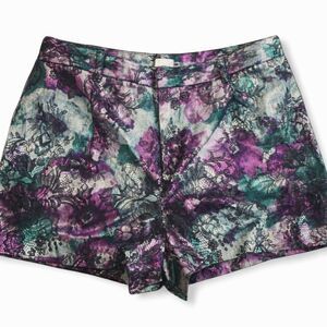 Pearl by Georgina Chapman Lace Overlay Shorts Purple Teal Print Size 4
